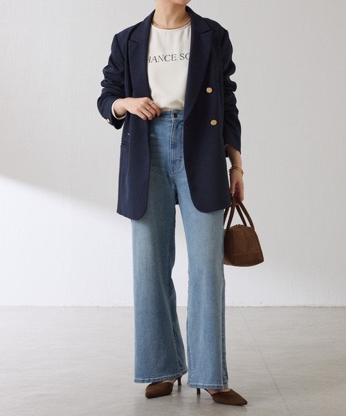 COLLAGE GALLARDAGALANTE（コラージュガリャルダガランテ）の「2WAYロゴ袖ラメリブロンT（Tシャツ/カットソー・レディース・オフホワイト/ネイビー・FREE）」の13枚目の写真