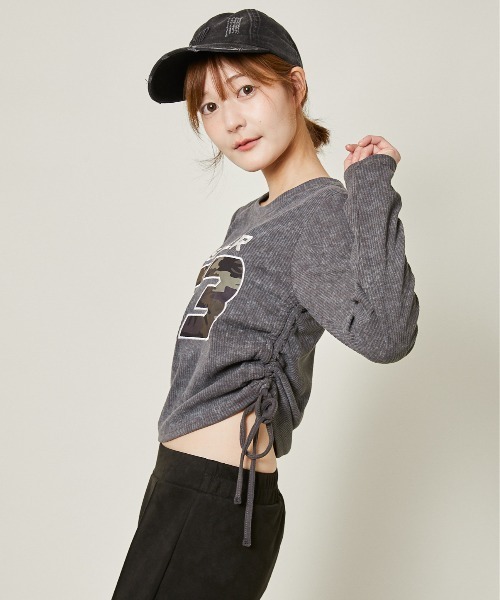 GORGE(ゴージ)の「《ドロスト×カモフラロゴ》細見えシルエットが叶うテレコトップス(Tシャツ/カットソー・レディース・ブラック/ブラウン/チャコール・F)」の10枚目の写真