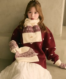 TITTY&CO.(ティティーアンドコー)の【3点セット】ジャガードニット帽+手袋+マフラー(ニットキャップ/ビーニー)