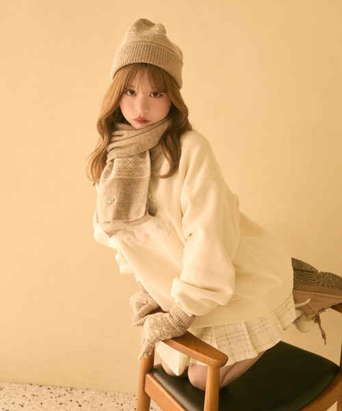 TITTY&CO.(ティティーアンドコー)の「【3点セット】ジャガードニット帽+手袋+マフラー(ニットキャップ/ビーニー・レディース・ベージュ/ブラック/ホワイト・FREE)」の20枚目の写真