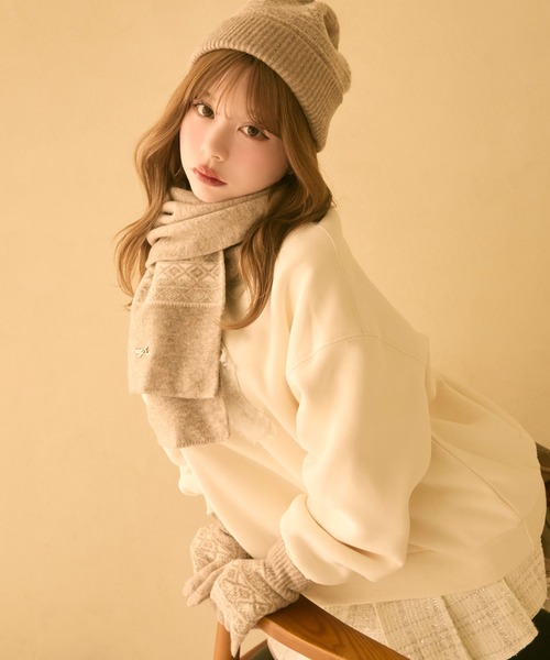 TITTY&CO.(ティティーアンドコー)の「【3点セット】ジャガードニット帽+手袋+マフラー(ニットキャップ/ビーニー・レディース・ベージュ/ブラック/ホワイト・FREE)」の16枚目の写真