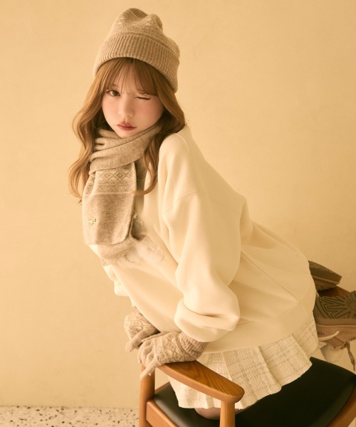 TITTY&CO.(ティティーアンドコー)の「【3点セット】ジャガードニット帽+手袋+マフラー(ニットキャップ/ビーニー・レディース・ベージュ/ブラック/ホワイト・FREE)」の18枚目の写真