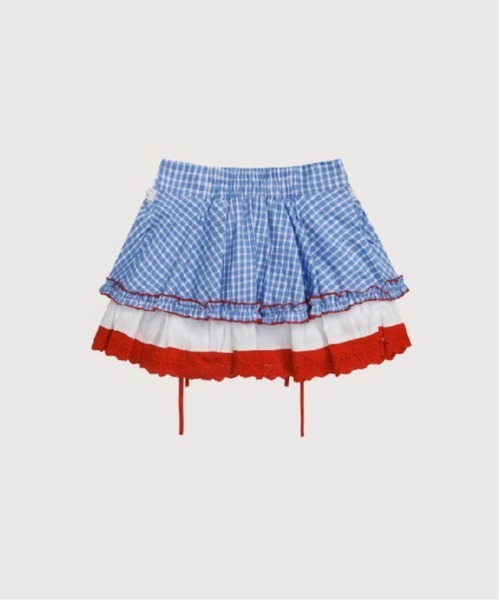 LA POMME petit(ラポミ・プチ)の「Retro Plaid Layered Bubble Skirt(スカート・レディース・ブラック/ブルー・SMALL/MEDIUM/LARGE)」の8枚目の写真
