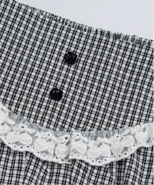LA POMME petit(ラポミ・プチ)の「Retro Plaid Layered Bubble Skirt(スカート・レディース・ブラック/ブルー・SMALL/MEDIUM/LARGE)」の6枚目の写真