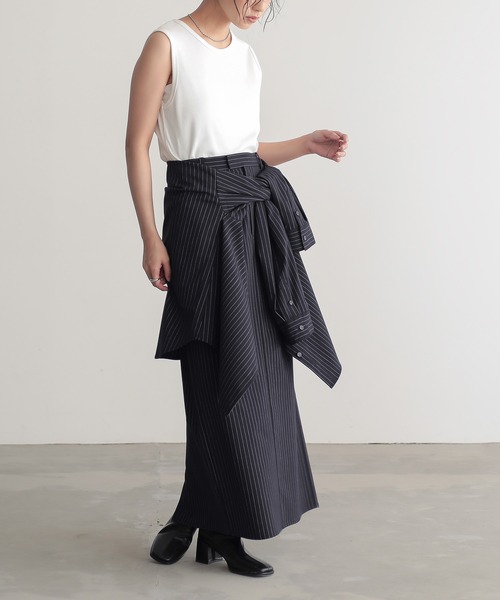 for/c（フォーシー）の「ストレッチナロースカート【サスティナブル】（スカート・レディース・ブラック/グレー/ネイビー・L/M）」の10枚目の写真