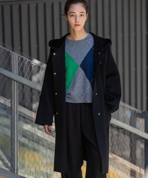 Munich(ミューニック)の「ウールダブルビーバーダッフルコート(ダッフルコート・レディース・ブラック/オフホワイト/キャメル・FREE)」の14枚目の写真