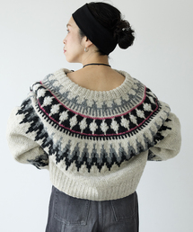 IENA LA BOUCLE ノルディックハンドニットカーディガン