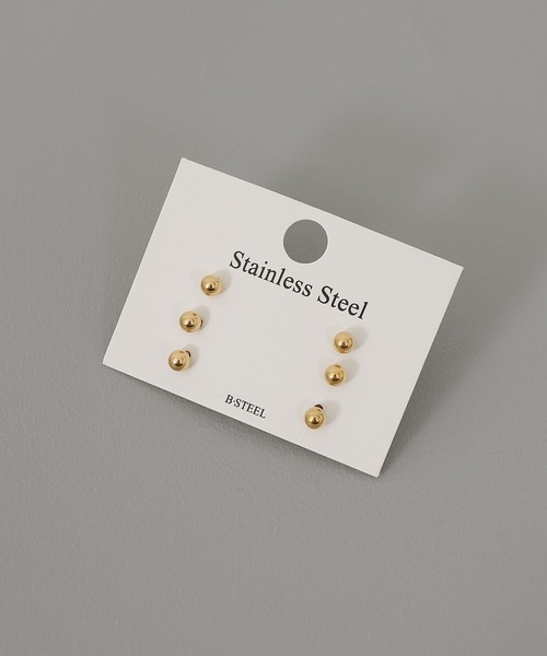 ORLEAN(オルレアン)の「【ORLEAN】 メタルボール ミニピアス 2mm 3mm 4mm サージカルステンレス(ピアス(両耳用)・レディース・シルバー系2/ゴールド系1/ブラック系2/シルバー/ブラック/シルバー系1/ゴールド/ブラック系1/ゴールド系2・フリー)」の16枚目の写真