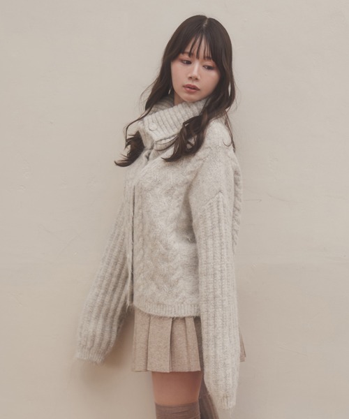 M DOLLY(エムドリー)の「pleats knit amabile skirt/プリーツニットアマービレスカート(スカート・レディース・アイボリー/グレイッシュベージュ/グレー・FREE)」の17枚目の写真