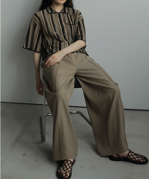 anuke(アンヌーク)の「Stripe Knit Shirts(シャツ/ブラウス・レディース・ベージュ/ブラック・FREE)」の4枚目の写真
