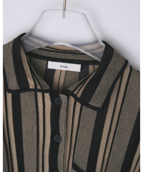 anuke(アンヌーク)の「Stripe Knit Shirts(シャツ/ブラウス・レディース・ベージュ/ブラック・FREE)」の7枚目の写真