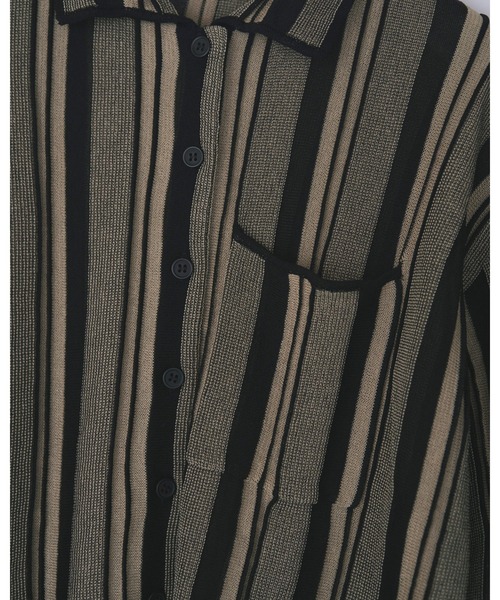 anuke(アンヌーク)の「Stripe Knit Shirts(シャツ/ブラウス・レディース・ベージュ/ブラック・FREE)」の8枚目の写真