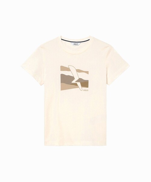AIGLE(エーグル)の「吸水速乾 抗菌防臭 プリント半袖Tシャツ(Tシャツ/カットソー・レディース・ホワイト/ブラック・M/L/S)」の1枚目の写真