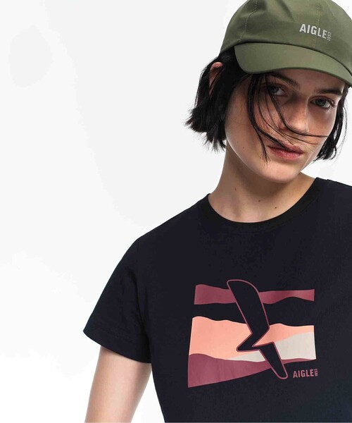 AIGLE(エーグル)の「吸水速乾 抗菌防臭 プリント半袖Tシャツ(Tシャツ/カットソー・レディース・ホワイト/ブラック・M/L/S)」の7枚目の写真