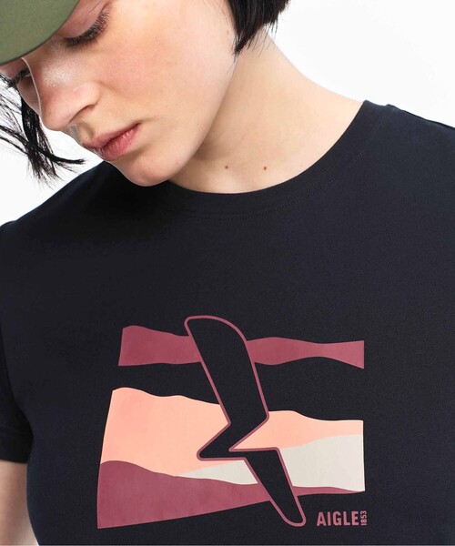 AIGLE(エーグル)の「吸水速乾 抗菌防臭 プリント半袖Tシャツ(Tシャツ/カットソー・レディース・ホワイト/ブラック・M/L/S)」の12枚目の写真