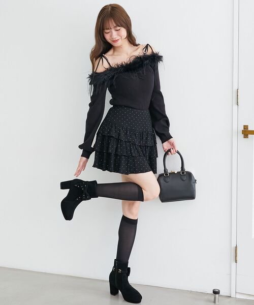 MAJESTIC LEGON（マジェスティックレゴン）の「3WAYビジューリボンブーツ（ブーツ・レディース・グレイッシュベージュ/ブラック/ブラック系その他/ホワイト系その他2/ホワイト系その他3・SMALL/MEDIUM/LARGE/X-LARGE）」の6枚目の写真