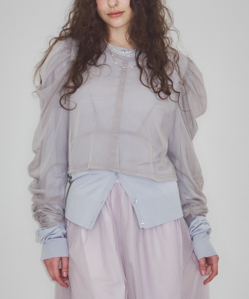 J1U by LA BELLE ETUDE（ジユウバイラベルエチュード）の「シアーチュールSETカーディガン（カーディガン/ボレロ・レディース・ホワイト/ピンク/ブラック/ライトブルー・FREE）」の4枚目の写真