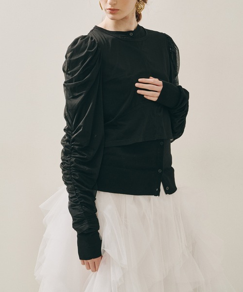 J1U by LA BELLE ETUDE（ジユウバイラベルエチュード）の「シアーチュールSETカーディガン（カーディガン/ボレロ・レディース・ホワイト/ピンク/ブラック/ライトブルー・FREE）」の11枚目の写真