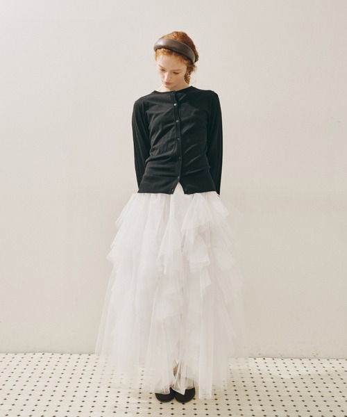 J1U by LA BELLE ETUDE（ジユウバイラベルエチュード）の「シアーチュールSETカーディガン（カーディガン/ボレロ・レディース・ホワイト/ピンク/ブラック/ライトブルー・FREE）」の12枚目の写真