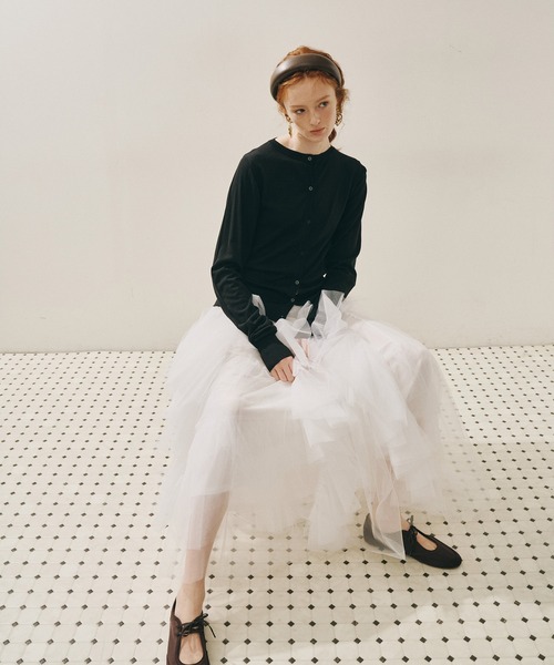 J1U by LA BELLE ETUDE（ジユウバイラベルエチュード）の「シアーチュールSETカーディガン（カーディガン/ボレロ・レディース・ホワイト/ピンク/ブラック/ライトブルー・FREE）」の14枚目の写真