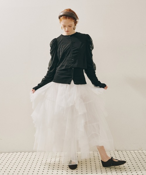 J1U by LA BELLE ETUDE（ジユウバイラベルエチュード）の「シアーチュールSETカーディガン（カーディガン/ボレロ・レディース・ホワイト/ピンク/ブラック/ライトブルー・FREE）」の18枚目の写真