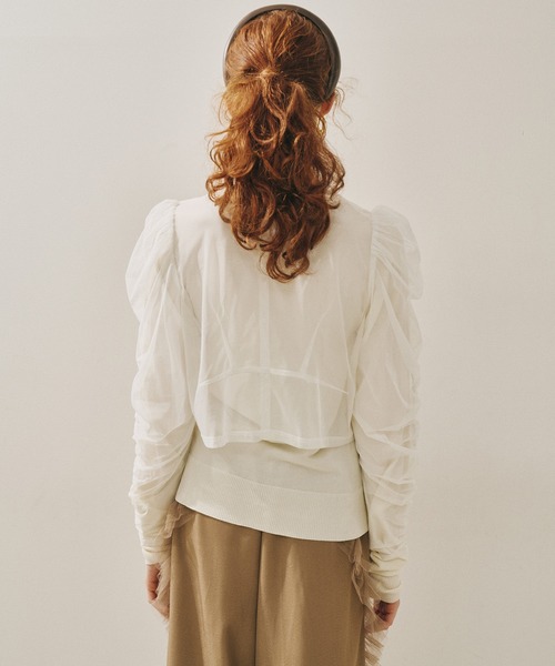 J1U by LA BELLE ETUDE（ジユウバイラベルエチュード）の「シアーチュールSETカーディガン（カーディガン/ボレロ・レディース・ホワイト/ピンク/ブラック/ライトブルー・FREE）」の19枚目の写真