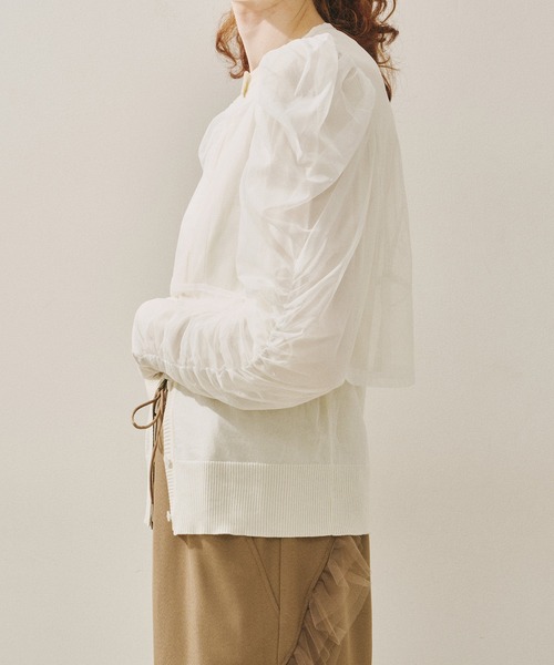 J1U by LA BELLE ETUDE（ジユウバイラベルエチュード）の「シアーチュールSETカーディガン（カーディガン/ボレロ・レディース・ホワイト/ピンク/ブラック/ライトブルー・FREE）」の20枚目の写真