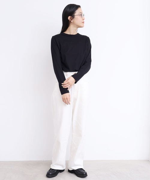 fig Ｌondon（フィグロンドン）の「_simple smooth long sleeve（Tシャツ/カットソー・レディース・ホワイト/ブラック・FREE）」の22枚目の写真