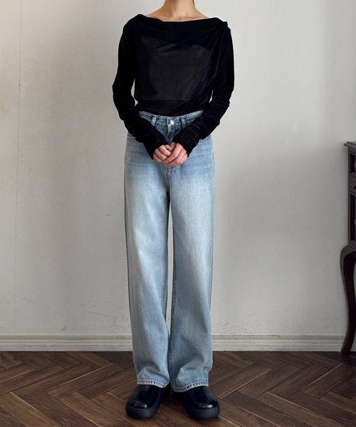 LE MORE(リモア)の「ドレープデザインベロアトップス(Tシャツ/カットソー・レディース・ブラウン/グレー/ブラック・FREE)」の15枚目の写真