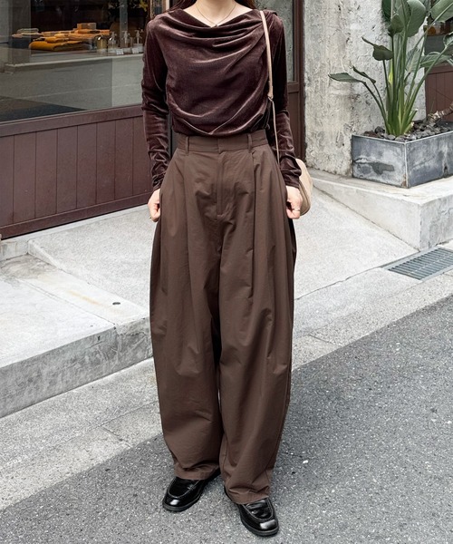 セール】ドレープデザインベロアトップス（Tシャツ/カットソー