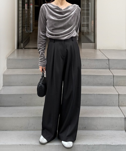 アルベロ　トップス ドレープデザインベロアトップス（Tシャツ/カットソー）｜LE MORE