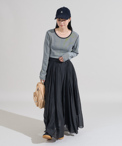 FREAK'S STORE(フリークスストア)の「エアリー ボリュームスカート/シアーレイヤード ロングスカート(スカート・レディース・ブルー/ワイン/ブラック・フリ-)」の22枚目の写真