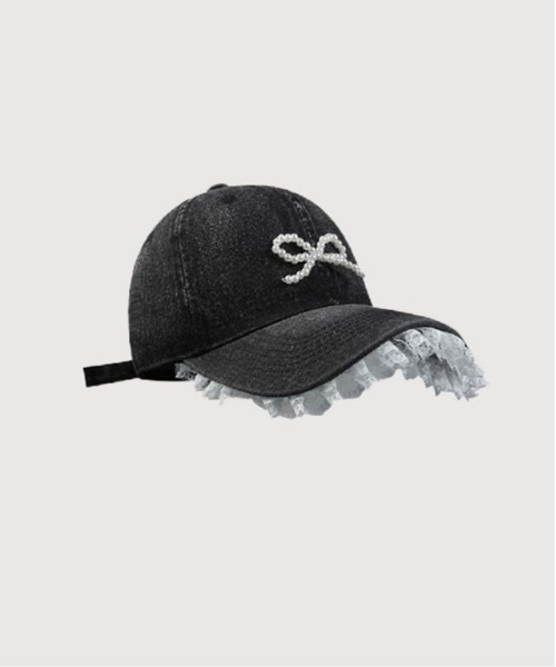 Lace Frill Denim Cap（キャップ）｜LA POMME petit（ラポミ・プチ）の