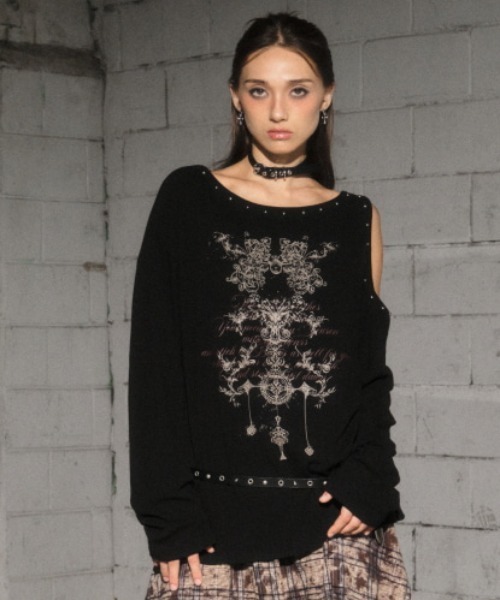 Midnight Move（ミッドナイトムーブ）の「A'GEM/9 × .kom 『MIDNIGHT MOVE/ミッドナイトムーブ』2ホール ロングスリーブ（Tシャツ/カットソー・レディース・ベージュ/ブラック/グレー・FREE）」の5枚目の写真