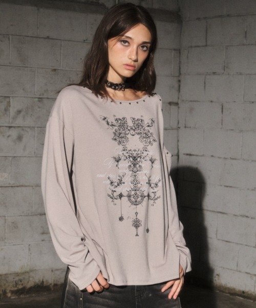 Midnight Move（ミッドナイトムーブ）の「A'GEM/9 × .kom 『MIDNIGHT MOVE/ミッドナイトムーブ』2ホール ロングスリーブ（Tシャツ/カットソー・レディース・ベージュ/ブラック/グレー・FREE）」の16枚目の写真