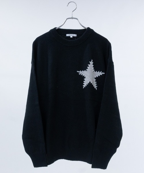 JOHN'S CLOSET（ジョンズクローゼット）の「【13】ハート/星 モチーフ ハンドステッチ クルーネックニット（ニット/セーター・メンズ・グレー系2/ブラック系2/ネイビー系2/ブラック系1/グレー系1/ネイビー系1・MEDIUM/LARGE）」の4枚目の写真
