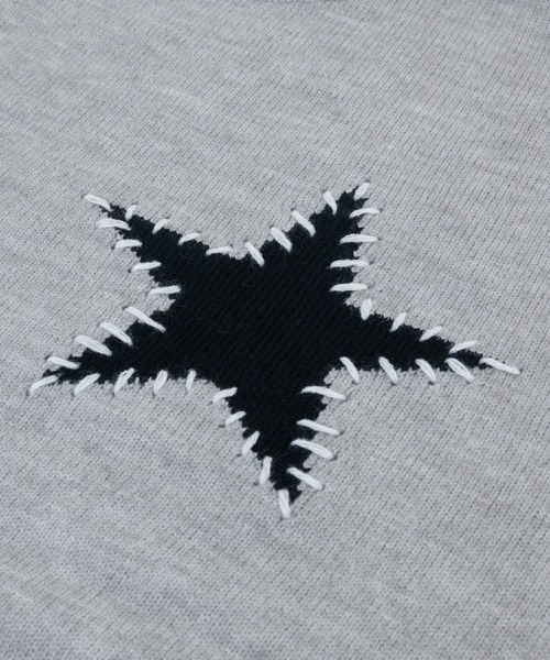 JOHN'S CLOSET（ジョンズクローゼット）の「【13】ハート/星 モチーフ ハンドステッチ クルーネックニット（ニット/セーター・メンズ・グレー系2/ブラック系2/ネイビー系2/ブラック系1/グレー系1/ネイビー系1・MEDIUM/LARGE）」の12枚目の写真