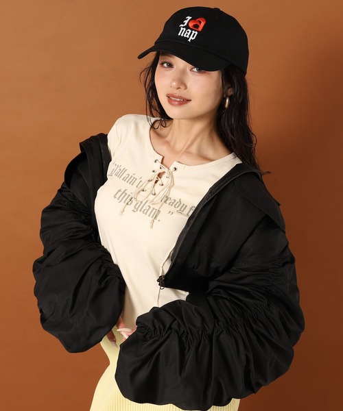 ANAP（アナップ）の「I LOVE anap 刺繍 CAP（キャップ・レディース・ブラック/ブラウン/ピンク・FREE）」の6枚目の写真