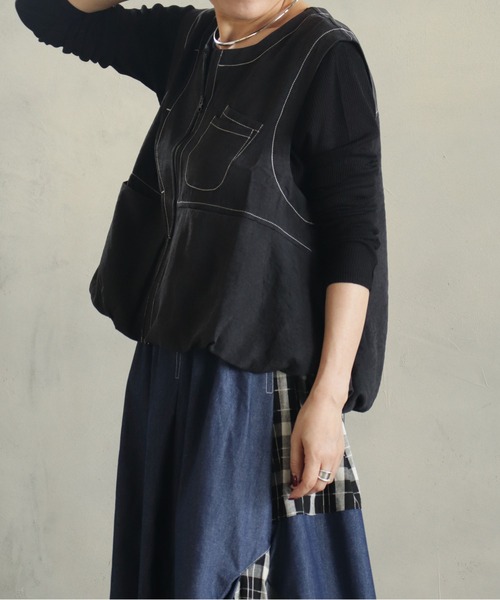 kese-moi（ケセモイ）の「バルーンステッチデザインベスト（ニット/セーター・レディース・ブラック・FREE）」の10枚目の写真