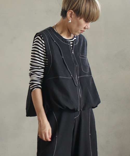 kese-moi（ケセモイ）の「バルーンステッチデザインベスト（ニット/セーター・レディース・ブラック・FREE）」の2枚目の写真