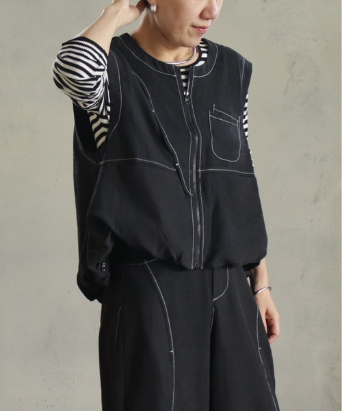 kese-moi（ケセモイ）の「バルーンステッチデザインベスト（ニット/セーター・レディース・ブラック・FREE）」の6枚目の写真