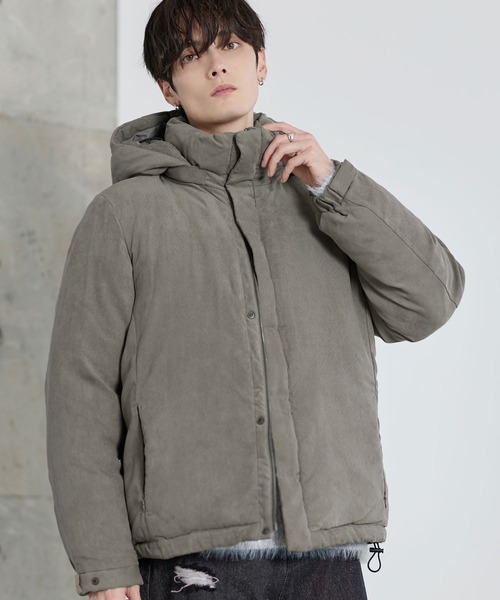 セール】フード脱着可能2wayポリスウェード中綿ジャケット（その他