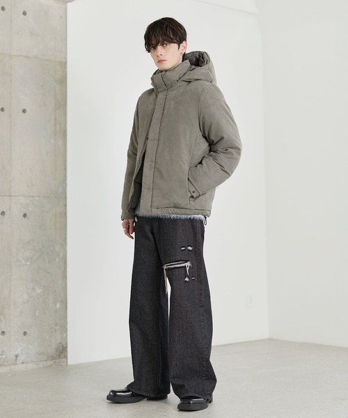 フード脱着可能2wayポリスウェード中綿ジャケット（その他アウター