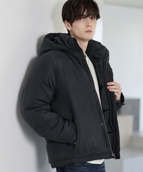 セール】フード脱着可能2wayポリスウェード中綿ジャケット（その他