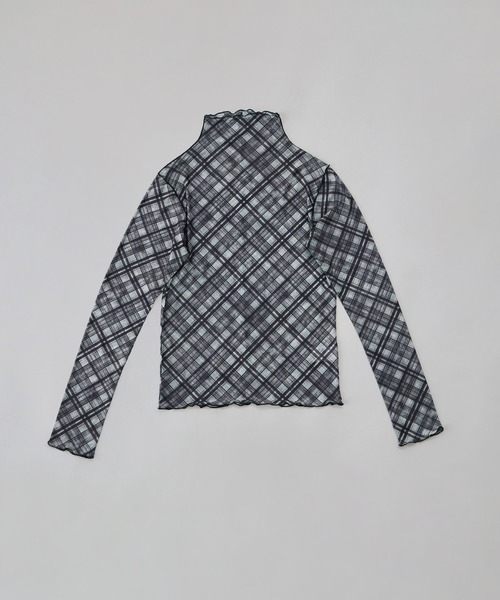 etoll.(エトル)の「チェック柄シアーボトルネックトップス(Tシャツ/カットソー・レディース・ブラック/ブラウン・M)」の14枚目の写真