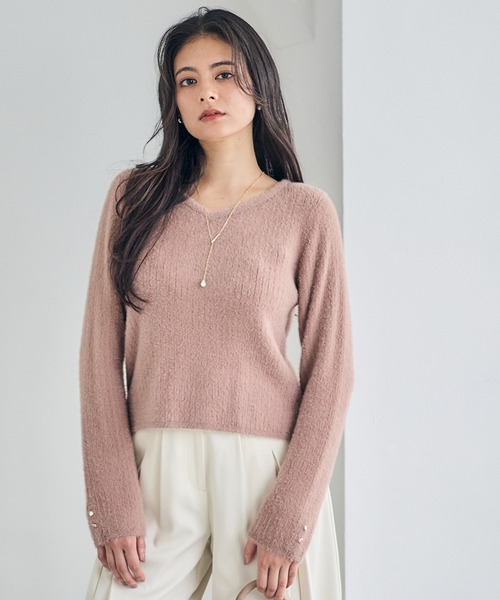 12Twelve Agenda(トゥエルブ アジェンダ)の「Vネックワイドリブシャギーニットプルオーバー(ニット/セーター・レディース・チャコールグレー/ブラウン/イエロー/アイボリー/ミント・M)」の6枚目の写真