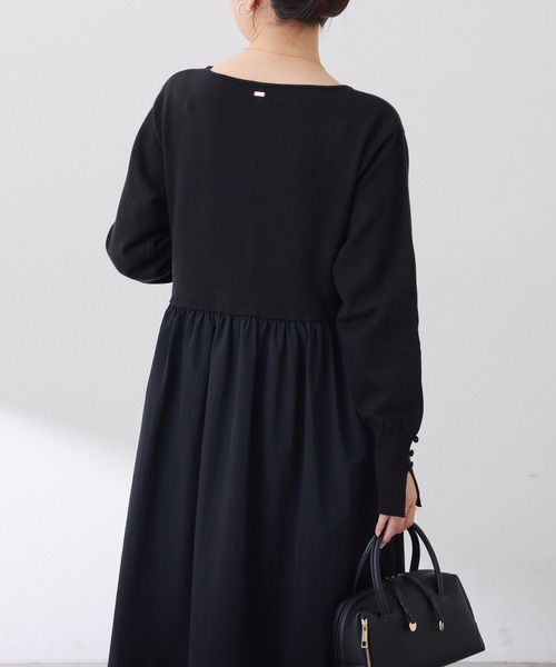 セール】ニットドッキングフレアワンピース（ワンピース）｜COLLAGE