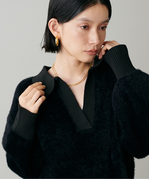 LARUTA（ラルータ）の「【LARUTA】スキッパーシャギーニットプルオーバー（ニット/セーター・レディース・ブラウン/ブラック/アイボリー/グレイッシュベージュ・FREE）」の2枚目の写真