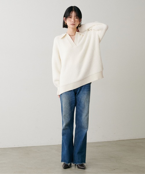 LARUTA（ラルータ）の「【LARUTA】スキッパーシャギーニットプルオーバー（ニット/セーター・レディース・ブラウン/ブラック/アイボリー/グレイッシュベージュ・FREE）」の8枚目の写真