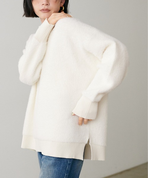 LARUTA（ラルータ）の「【LARUTA】スキッパーシャギーニットプルオーバー（ニット/セーター・レディース・ブラウン/ブラック/アイボリー/グレイッシュベージュ・FREE）」の6枚目の写真